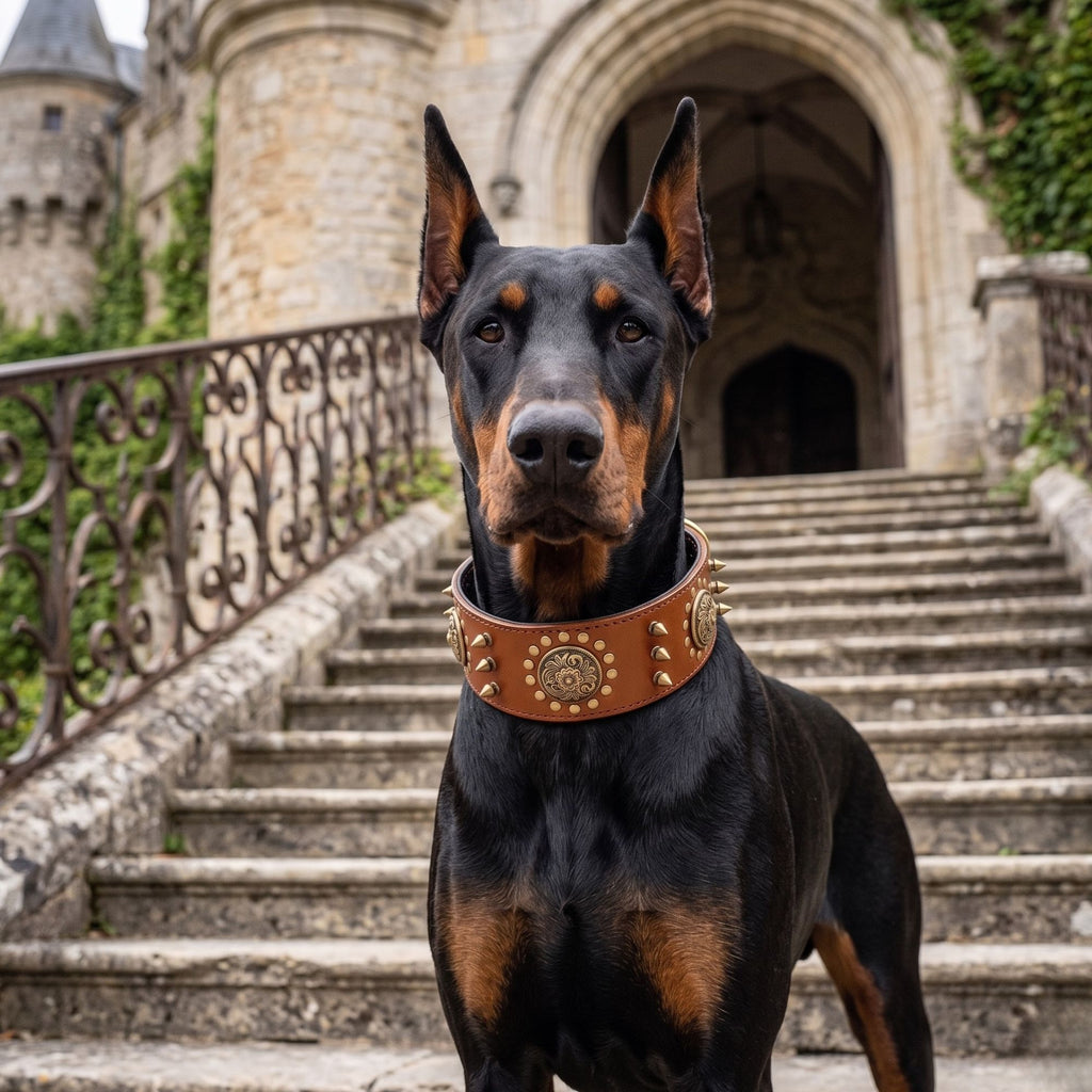 Leather Studded Dog Collar – Heavy Duty Anti-Bite for Large Dogs