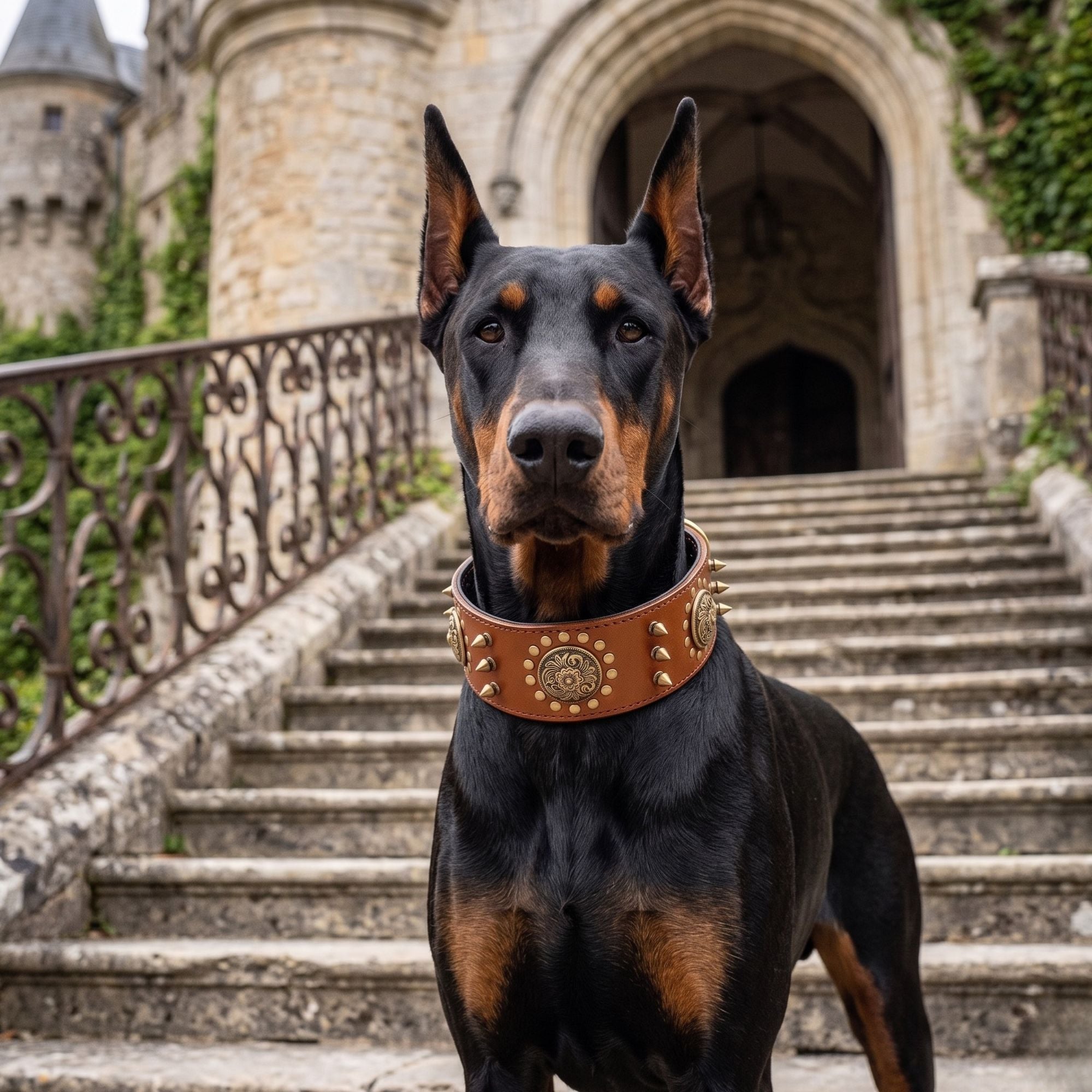 Leather Studded Dog Collar – Heavy Duty Anti-Bite for Large Dogs