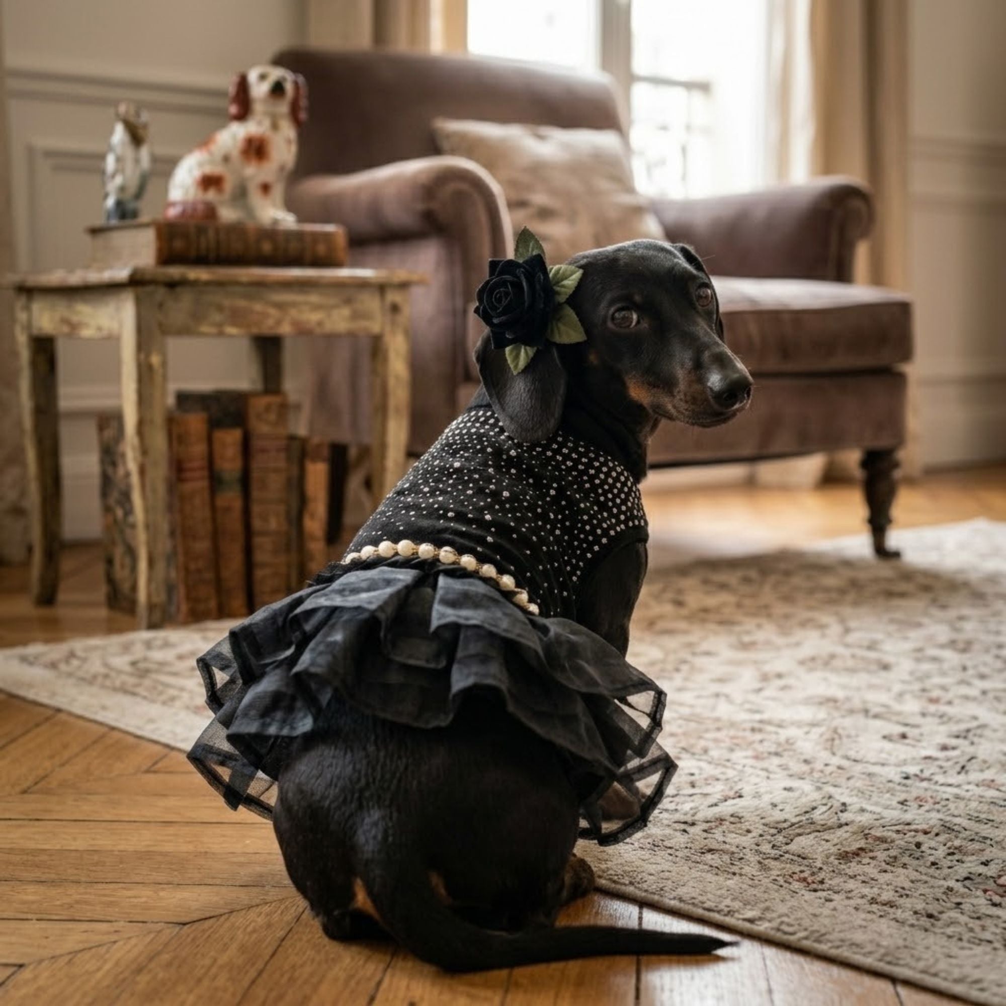 Black Princess Wedding Dress for Dogs | Luxury Skirt
