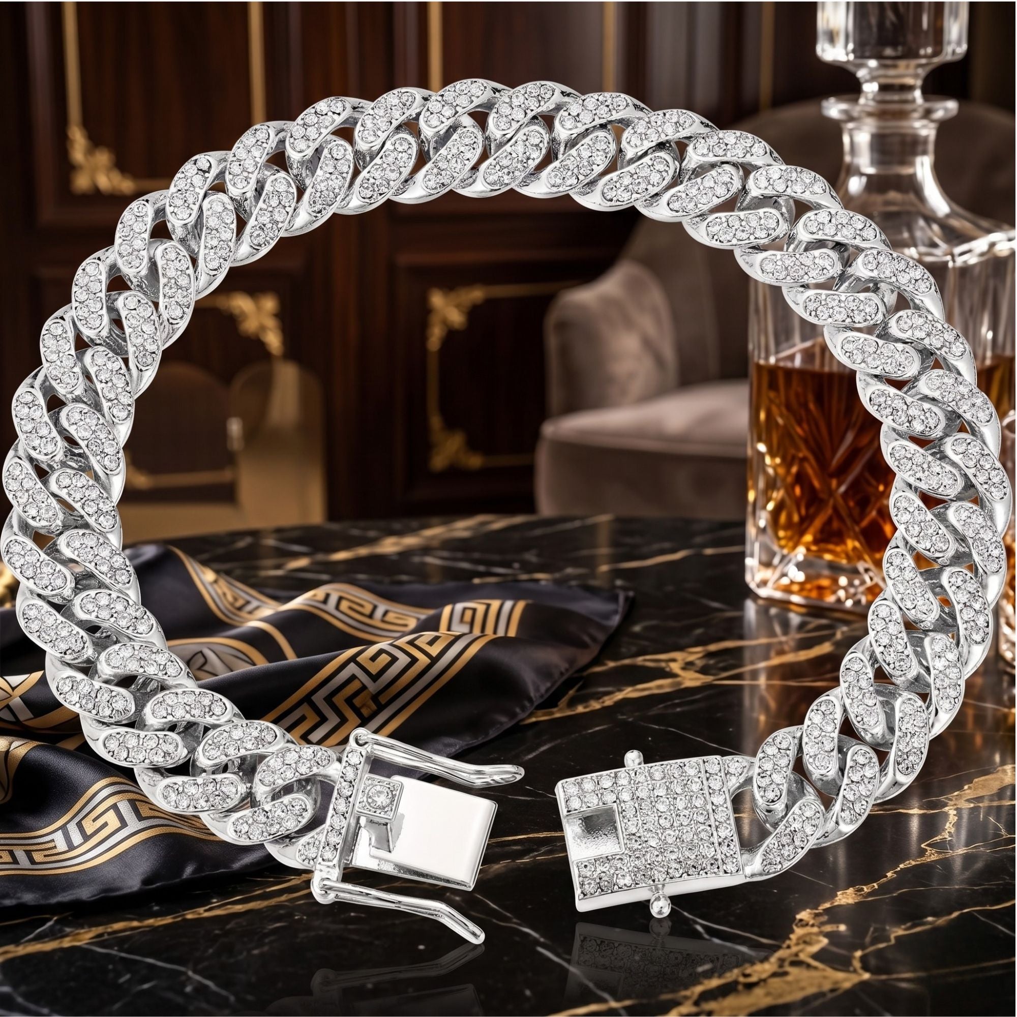 Luxury Diamond Cuban Link Dog Collar – Gold & Silver