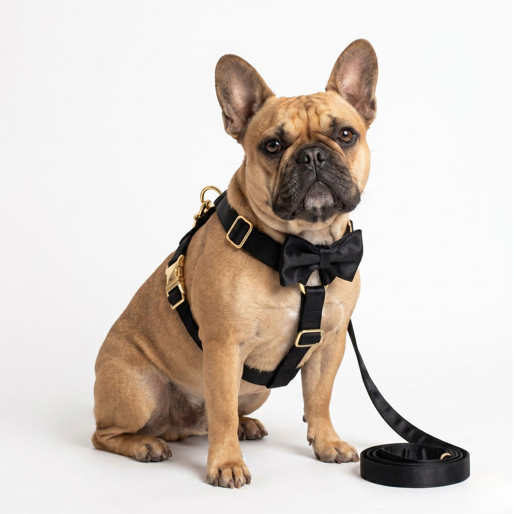The Noble Harness Set — Luxury Black & Gold Dog Harness