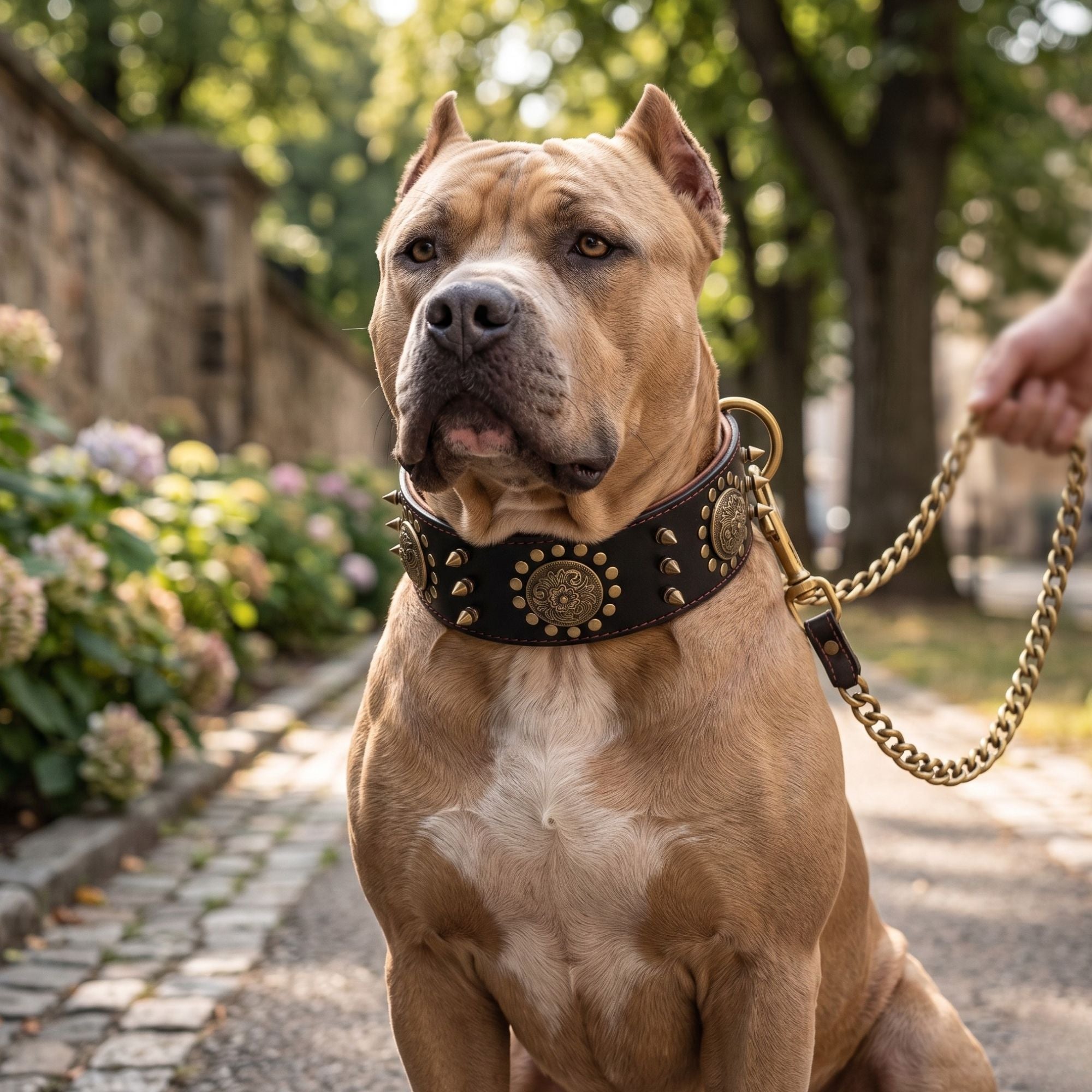 Leather Studded Dog Collar – Heavy Duty Anti-Bite for Large Dogs