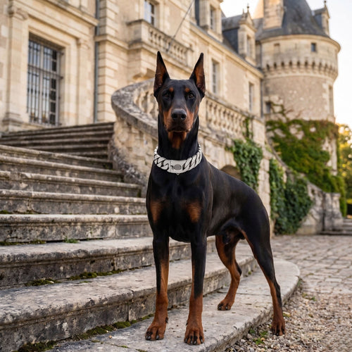 Luxury Stainless Steel Dog Chain Collar – Gold & Silver for Large Dogs