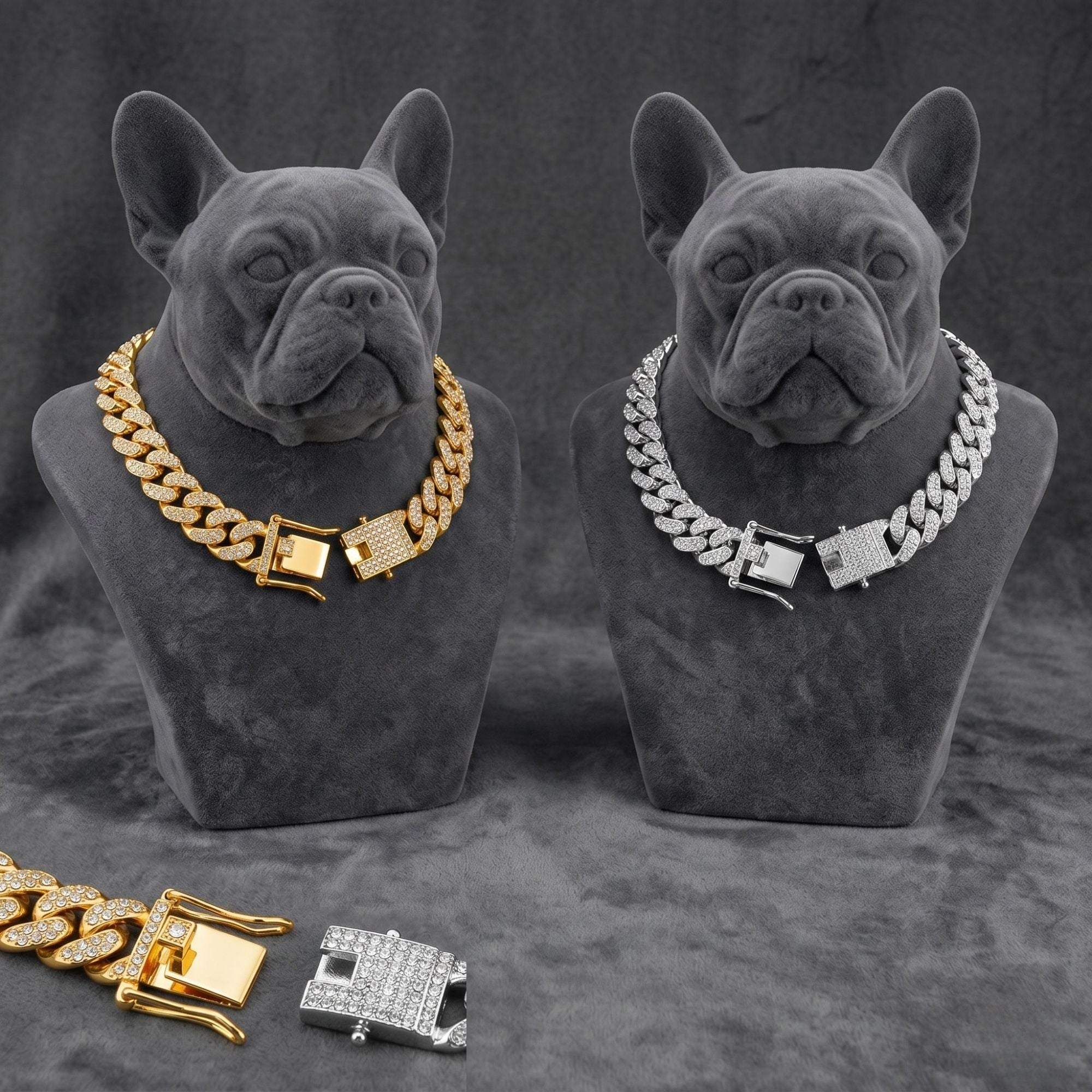 Luxury Diamond Cuban Link Dog Collar – Gold & Silver