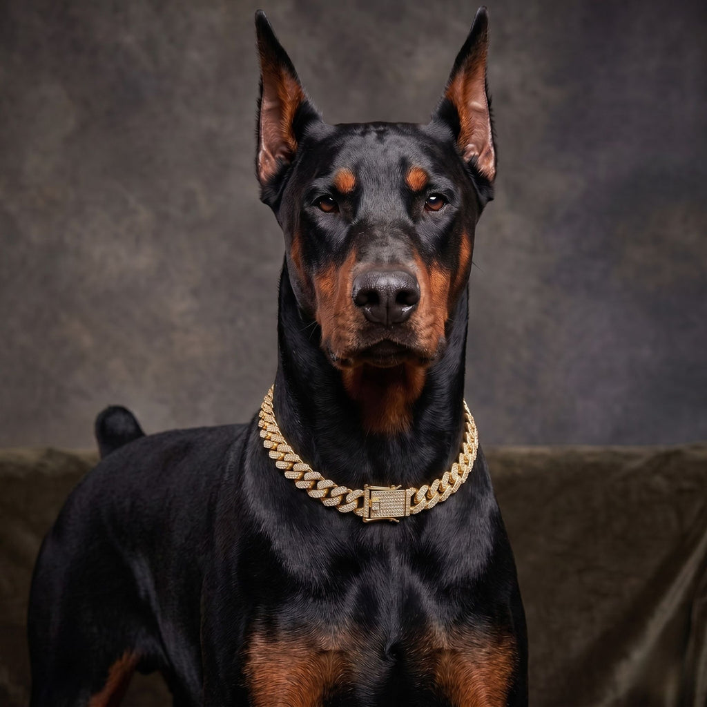 Luxury Diamond Cuban Link Dog Collar – Gold & Silver