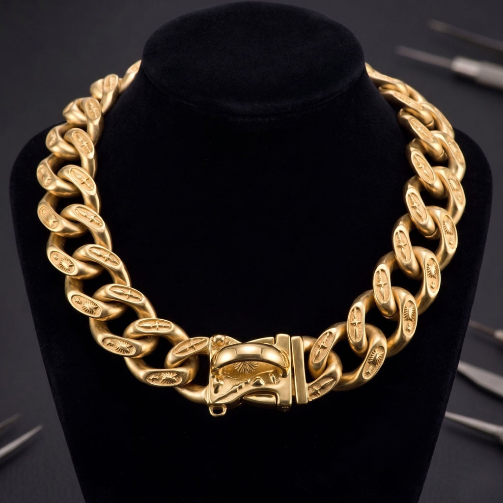 The Noble Bully Collar — Luxury 32MM Gold Chain Dog Collar