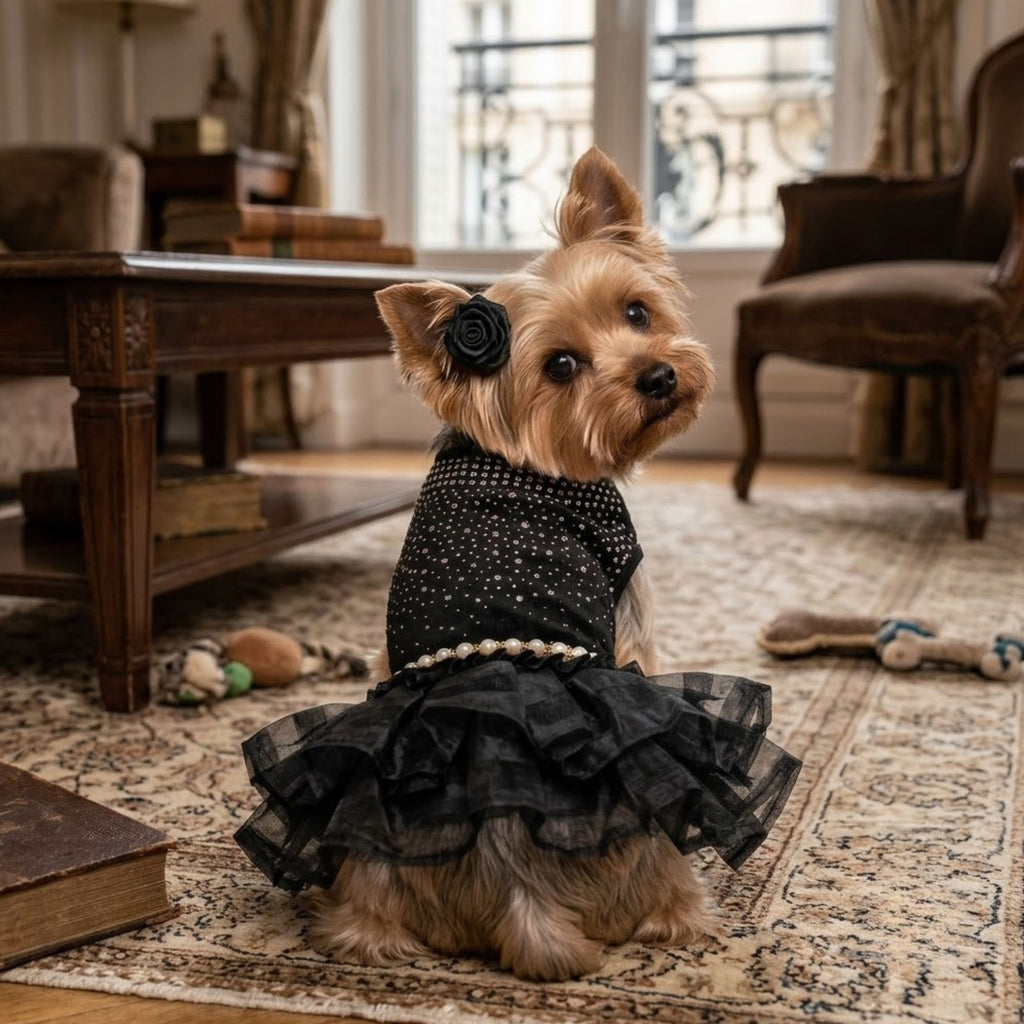 Black Princess Wedding Dress for Dogs | Luxury Skirt
