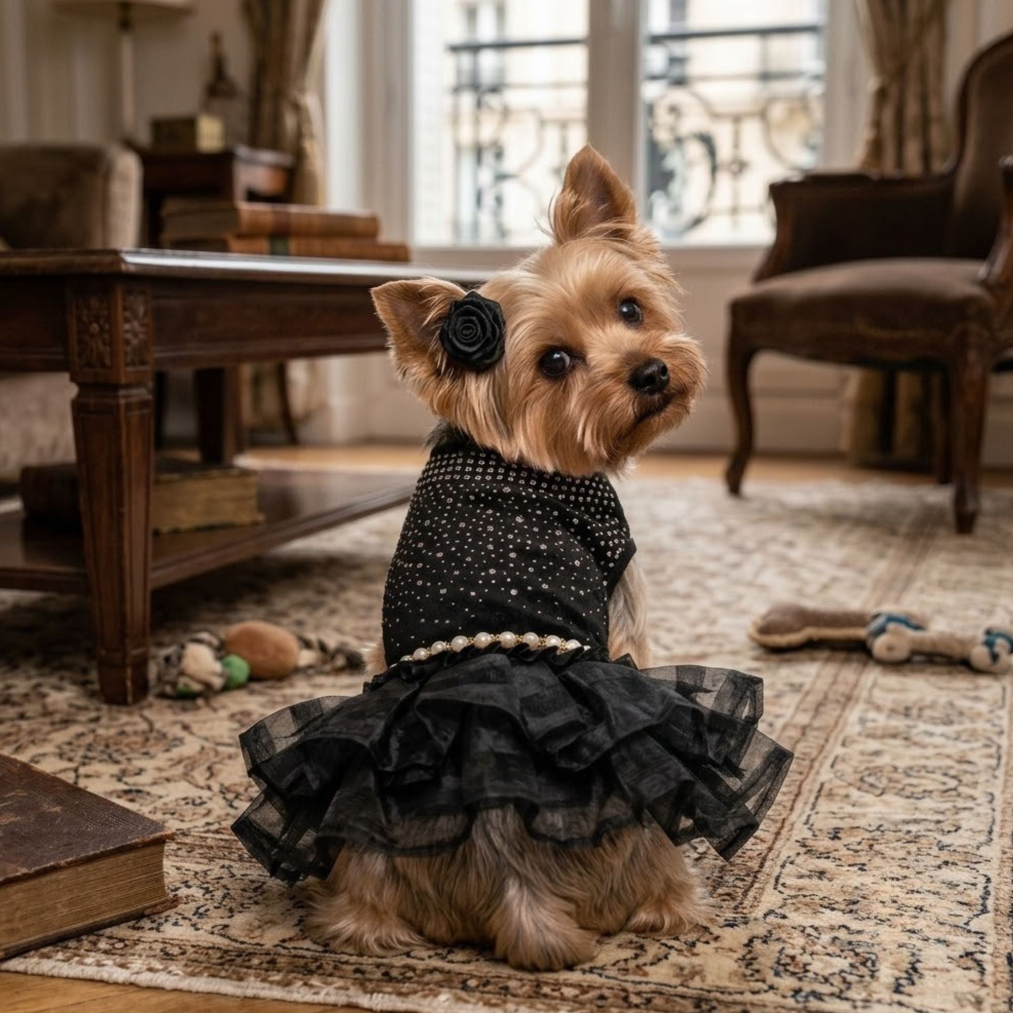 Black Princess Wedding Dress for Dogs | Luxury Skirt