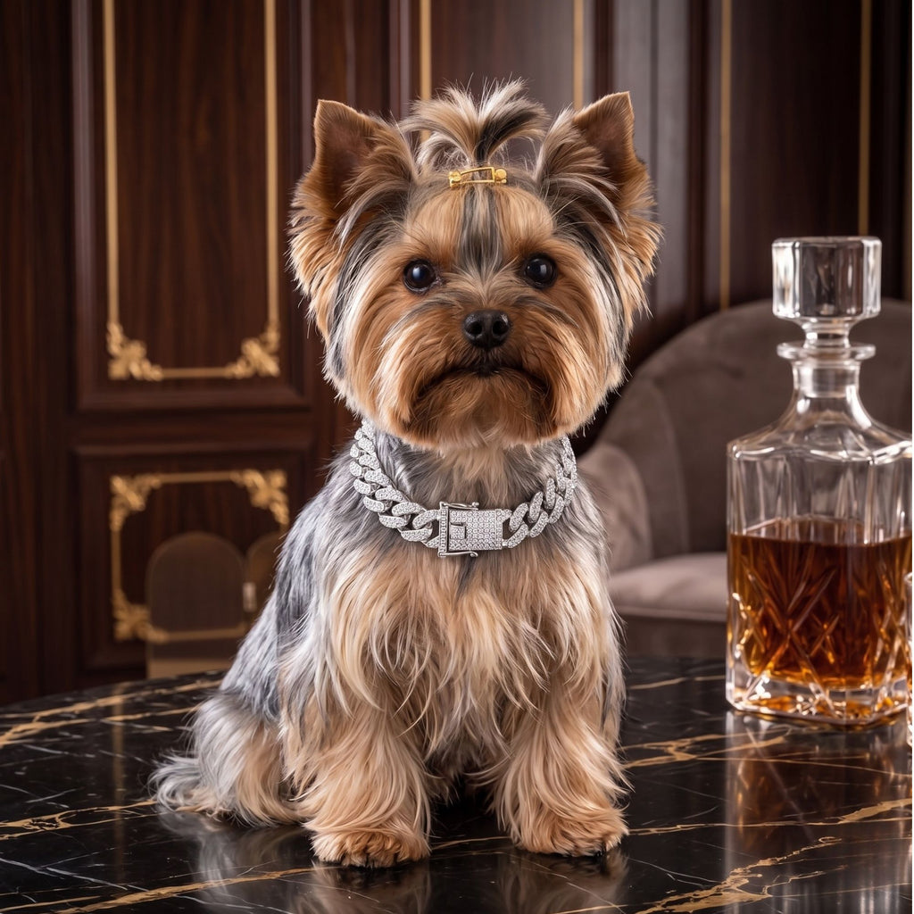 Luxury Diamond Cuban Link Dog Collar – Gold & Silver