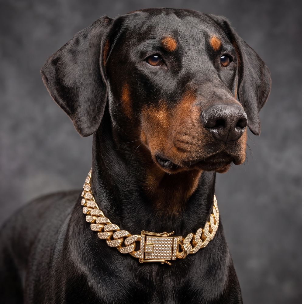 Luxury Diamond Cuban Link Dog Collar – Gold & Silver